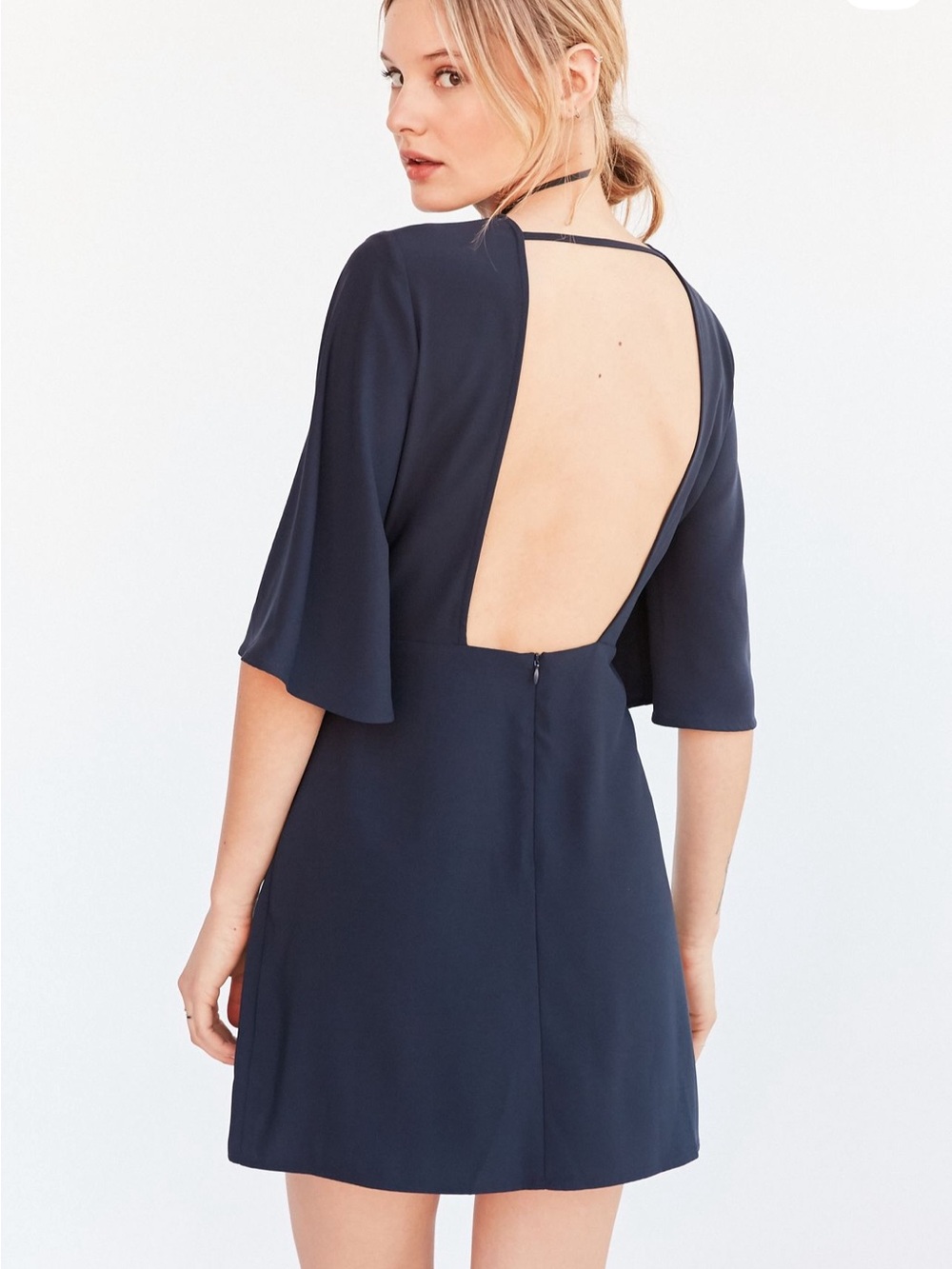 silence + noise Navy Open-Back Mini Dress